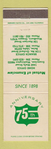 Matchbook Cover - Mutual of Enumclaw Insurance WA Boise ID Woodburn OR