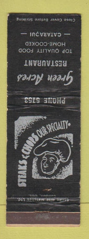Matchbook Cover - Green Acres Restaurant Cataraqui ON WORN