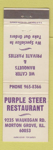 Matchbook Cover - Purple Steer Restaurant Morton Grove IL