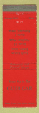 Matchbook Cover - Club Car Restaurant Boston Hingham Norwood MA WEAR