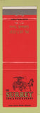Matchbook Cover - Surrey Restaurant Inn Caldwell TX
