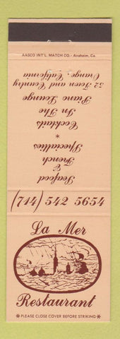 Matchbook Cover - La Mer Restaurant Orange CA