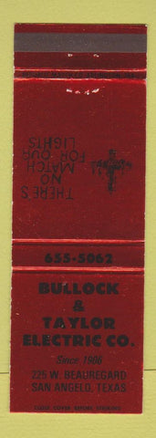 Matchbook Cover - Bullock & Taylor Electric San Angelo TX