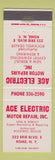 Matchbook Cover - Ace Electric Motor Repair Rome NY