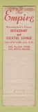 Matchbook Cover - Empire Restaurant Washington DC WORN