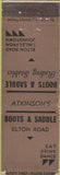 Matchbook Cover - Boots  and  Saddle Riding Stables Johnstown PA Safety First