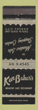 Matchbook Cover - Ken Baker's Restaurant Kansas City MO
