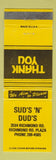 Matchbook Cover - Sud's N Dud's Richmond KY