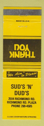 Matchbook Cover - Sud's N Dud's Richmond KY