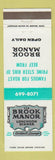 Matchbook Cover - Brook Manor Restaurant North Attleboro MA
