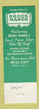 Matchbook Cover - Brook Manor Restaurant North Attleboro MA
