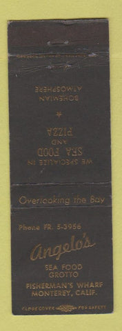 Matchbook Cover - Angelo's Seafood Grotto pizza Monterey CA WEAR