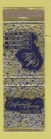 Matchbook Cover - Andrew Mamary Funeral Home Wilkes Barre PA