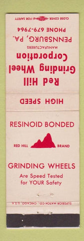Matchbook Cover - Red Hill Grinding Wheel Corp Pennsburg PA