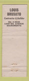 Matchbook Cover - Louis Brusato Contractor Builder Sacramento CA WEAR