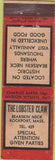 Matchbook Cover - Lobster Claw Rockport MA Royal Match WEAR