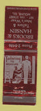 Matchbook Cover - Brooks Hansen Tailors Men's Clothes Moline IL WEAR