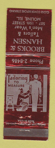 Matchbook Cover - Brooks Hansen Tailors Men's Clothes Moline IL WEAR