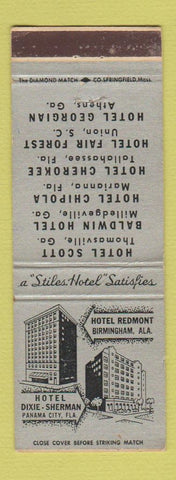 Matchbook Cover - Hotel Dixie Sherman Panama City FL Birmingham AL Redmont