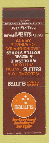 Matchbook Cover - Ballins Hotels Taverns New Zealand CHAIN