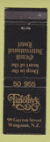 Matchbook Cover - Timothy's Grand International Hotel Wanganui New Zealand