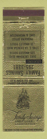 Matchbook Cover - Family Savings and Loan Los Angeles CA