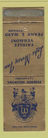 Matchbook Cover - Lake Morey Inn Fairlee VT WEAR