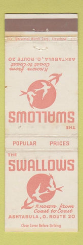 Matchbook Cover - Swallows Restaurant Ashtabula OH WEAR