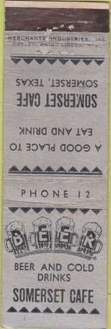Matchbook Cover - Somerset Cafe Somerset TX Merchants WEAR