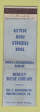 Matchbook Cover - Meneely Motor Company Ford Punxsutawney PA WORN