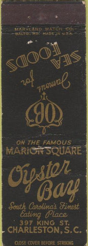 Matchbook Cover - Oyster Bay Charleston SC Restaurant Marion Square