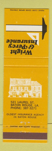 Matchbook Cover - Wright & Percy Insurance Baton Rouge LA