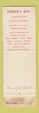 Matchbook Cover - Farmers' Best Lewisburg PA restaurant store