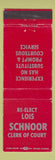 Matchbook Cover - Lois Schooner Clerk of Court Election WEAR