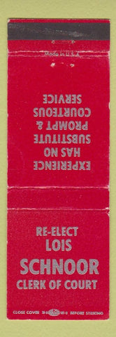 Matchbook Cover - Lois Schooner Clerk of Court Election WEAR