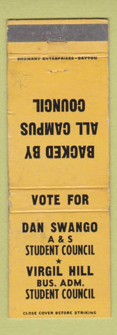 Matchbook Cover - Dan Swango A&S Student Council election WORN
