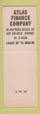 Matchbook Cover - Atlas Auto Laons Daytona Beach FL WEAR