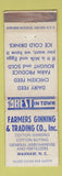 Matchbook Cover - Farmers Ginning Trading cotton gin Waxhaw NC WEAR