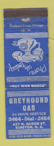 Matchbook Cover - Greyhound Cab Kinston NC WORN