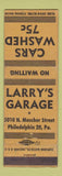 Matchbook Cover - Larry's Garage Philadelphia PA Car Wash WEAR