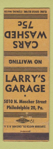 Matchbook Cover - Larry's Garage Philadelphia PA Car Wash WEAR