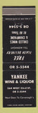 Matchbook Cover - Yankee Wine Liquor New York City