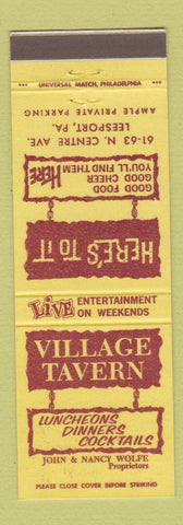 Matchbook Cover - Village Tavern Leesport PA