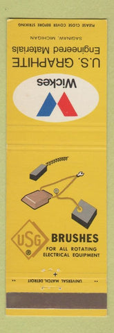 Matchbook Cover - Wickes US Graphite Engineered Materials Brushes Saginaw MI
