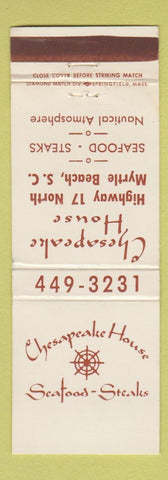 Matchbook Cover - Chesapeake House Seafood Steaks Myrtle Beach SC