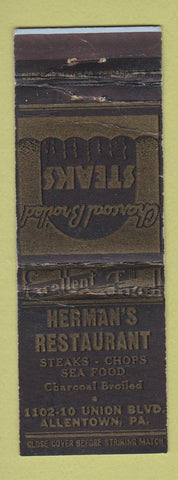 Matchbook Cover - Herman's Restaurant Allentown PA