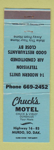 Matchbook Cover - Chuck's Motel Murdo SD WEAR