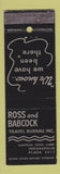 Matchbook Cover - Ross and Babcock Travel Bureau Indianapolis IN WEAR