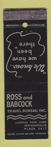 Matchbook Cover - Ross and Babcock Travel Bureau Indianapolis IN WEAR