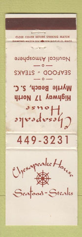 Matchbook Cover - Chesapeake House Seafood Steaks Myrtle Beach SC WEAR